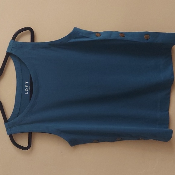 NEW LOFT M Teal Side Button Pullover Sleeveless Tank Top - Picture 4 of 11